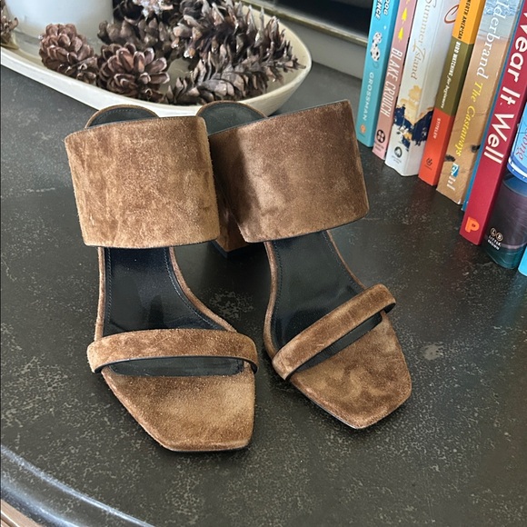 Saint Laurent Brown Suede Heels - Picture 1 of 3